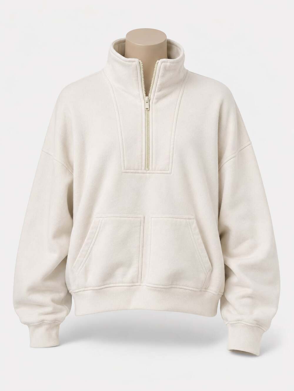 PrettyLittleThing Women's Cream Quarter Zip Pullover Sweatshirt